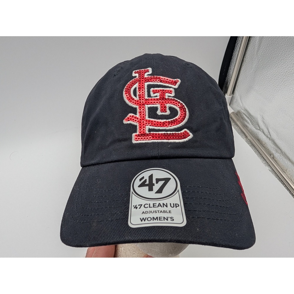 47 Brand St Louis Cardinals Clean Up Hat Navy Sequin Logo Womens Adjustable